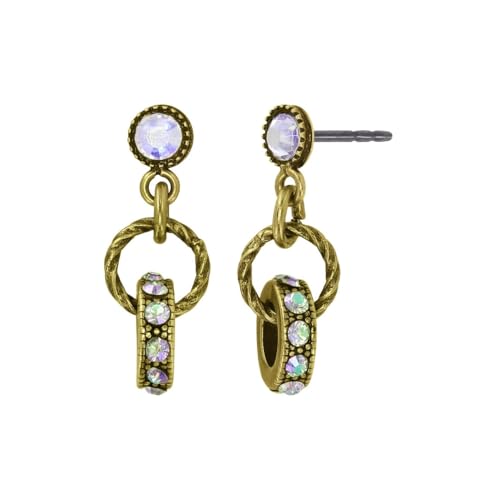 Konplott: pendelnde Ohrstecker Rings & Rhythm small, kleine Kreisel-Ohrstecker mit Kristallsteinen, für Damen/Frauen (messing) von Konplott