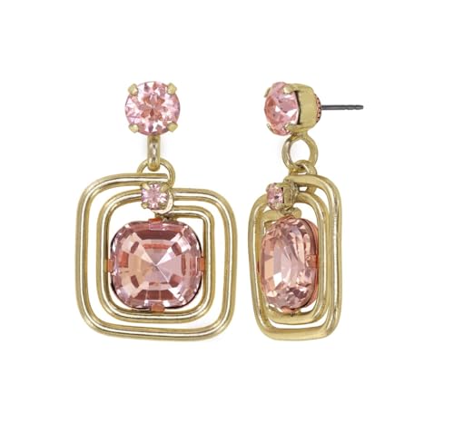 Konplott: pendelnde Ohrstecker To The Max size L, große auffallende Ohrstecker mit Baguette-Kristall in pink und Metallgeflecht, für Damen/Frauen von Konplott