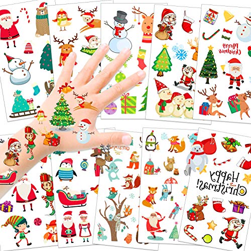 Konsait Tattoo Kinder Weihnachten Kindertattoos Weihnachtstattos kinder klebetattoos für Mädchen Jungen Mitgebsel Weihnachten Kinder Weihnachtsdeko Adventskalender Weihnachtsgeschenke Kleinigkeiten von HOWAF