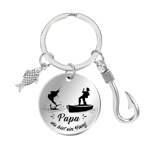 Konsait Vatertagsgeschenk für Papa Schlüsselanhänger Edelstahl Angler Geschenke für Männe Schlüsselanhänger Gravur Bester Papa Geschenke Eignung Vatertag Geburtstagsgeschenk Erntedankfest von Konsait