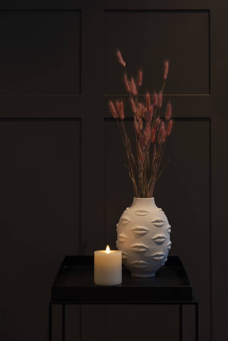 KONSTSMIDE LED-Kerze "Weihnachtsdeko" LED Echtwachskerze, handgegossen cremeweiß, mit 3D Flamme und Touch von Konstsmide