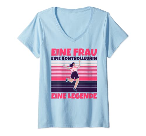 Damen Kontrolleurin lustig - Eine Frau, eine Kontrolleurin, eine L T-Shirt mit V-Ausschnitt von Kontrolleurin witziger Spruch