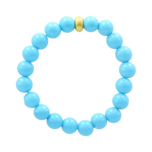 Konxi 3mm Naturstein Perlen Ring mit Goldperlen Elastischer Naturstein Ring Perlen Ringe Damen Elastisch Perlenringe für Damen Mädchen (Grüner Türkis) von Konxi