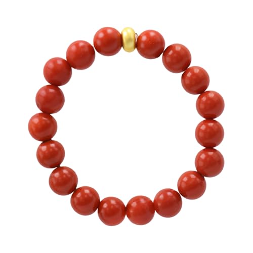 Konxi 3mm Naturstein Perlen Ring mit Goldperlen Elastischer Naturstein Ring Perlen Ringe Damen Elastisch Perlenringe für Damen Mädchen (Karneol) von Konxi