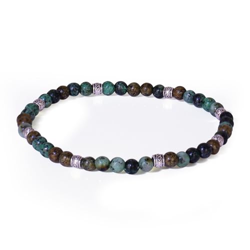 Konxi 4mm Naturstein Armband Damen Naturstein Perlen Stretch Armband Edelstein Armbänder Crystal Stretch Perlenarmband für Damen Herren (Afrikanische Kiefer) von Konxi