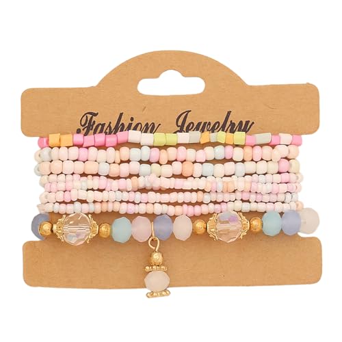 Konxi 8 Stück Boho Perlenarmband Kristall Stretch Damen Armband Boho Perlenarmband Set Stapelbare Damen Armbänder Stretch Kristall Perlen Armband (Bunt) von Konxi