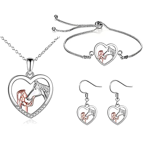 Konxi Anhänger Halskette Armbänder，Armband Halskette Ohrringe Set mit Glitzernden Kristallen Für Mädchen und Frau（3pcs） von Konxi