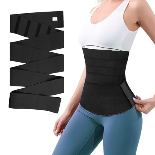 Konxi Waist Trainer Damen Taillentrainer Damen Wrap Waist Trainer Unsichtbar Verstellbarer Taille Trimmer für Frauen Formwear Longueur 2/3/4M (schwarz, 200 cm) von Konxi