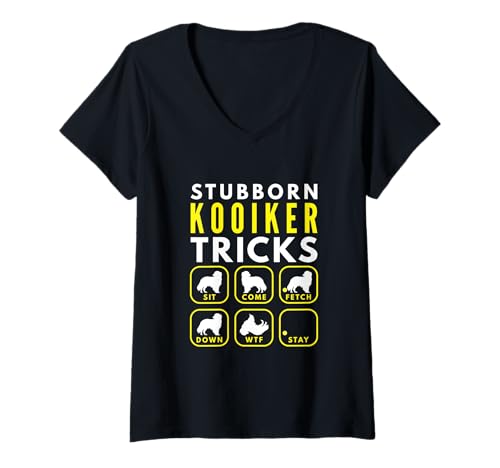 Damen Hartnäckige Kooiker-Tricks - Hundetraining T-Shirt mit V-Ausschnitt Damen Hartnäckige Kooiker-Tricks - Hundetraining T-Shirt mit V-Ausschnitt von Kooikerhondje - Dog Trainer Gifts