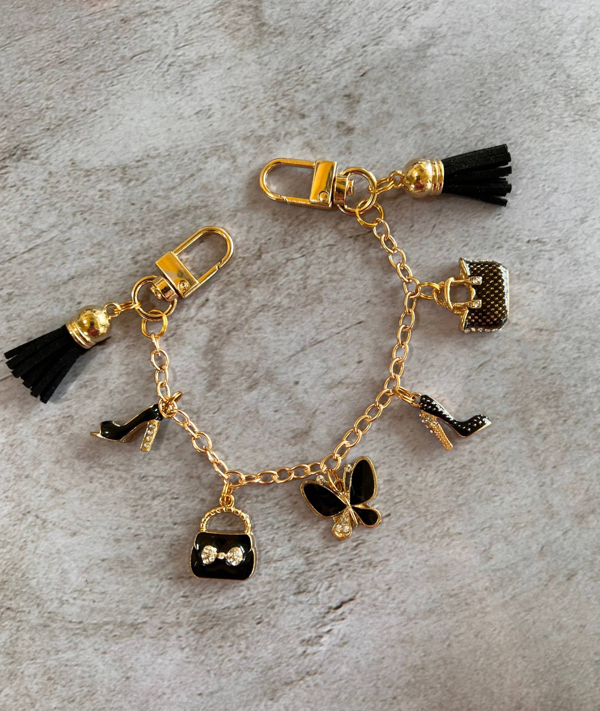 Handtaschen Charm Mit Kette Modeschmuck Quasten Und Schmetterlingen Handtaschen Charm Mit Kette Modeschmuck Quasten Und Schmetterlingen von KooktownCrafty