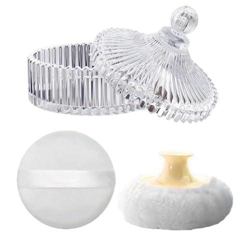 Koolenry Körperpuderquaste und Behälter-Set, Puderquaste zum Aufstäuben für Frauen, Babys und Behälter für Losen Puder für Nass-Trocken-Make-Up B von Koolenry