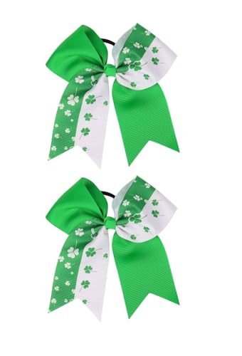 Koolgil Mädchen St. Patrick's Day Bowknot Haargummi vierblättriges Kleeblatt Kinder Gummiband 2er Set (Stil F) von Koolgil