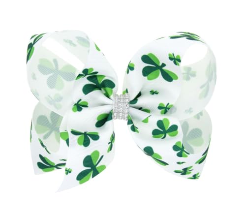 Koolgil Mädchen St. Patrick's Day Bowknot Haarspange vierblättriges Kleeblatt Kinder Ente Schnabel Clip Haarschmuck (Stil C) von Koolgil
