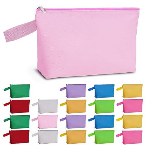 Koolmox 20 Stück 340 g Canvas-Reißverschlussbeutel mit Unterseite, multifunktionale Make-up-Tasche mit Reißverschluss, Reise-Kulturbeutel, blanko, Basteltasche, Bleistiftbeutel, Mehrfarbig, mehrfarbig von Koolmox