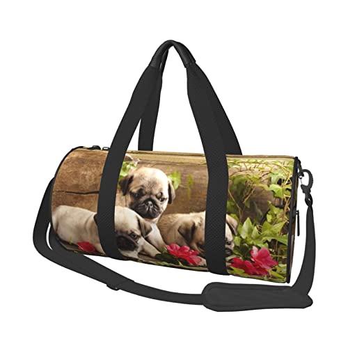 Reisetasche mit Mops-Aufdruck, für Herren und Damen, Handgepäck, 45 x 22,9 cm, für Reisen, Sport, Turnbeutel, Schwarz, Einheitsgröße von Koolr