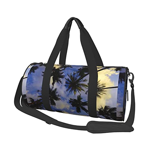 Reisetasche mit Palmen-Aufdruck, für Herren und Damen, Handgepäck-Kleidung, Reisetasche (45 x 22,9 cm) für Reisen, Sport, Turnbeutel, Schwarz, Einheitsgröße von Koolr