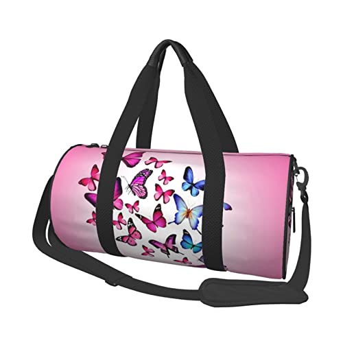 Reisetasche mit Schmetterlingsmotiv, für Männer und Frauen, 45 x 22,9 cm, Rosa, Schwarz, Einheitsgröße von Koolr