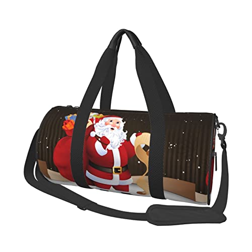 Reisetasche mit Weihnachtsmann-Aufdruck, für Männer und Frauen, Handgepäck-Kleidung, Reisetasche (45 x 22,9 cm) für Reisen, Sport, Turnbeutel, Schwarz, Einheitsgröße von Koolr