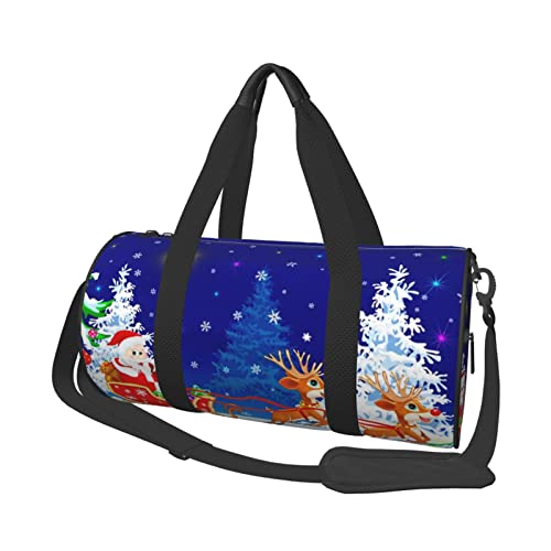 Reisetasche mit Weihnachtsmann auf Schlitten, bedruckt, für Herren und Damen, Handgepäck, 45 x 22,9 cm, für Reisen, Sport, Turnbeutel, Schwarz, Einheitsgröße von Koolr