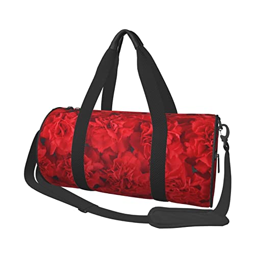 Reisetasche mit rotem Blumen-Druck, für Männer und Frauen, Handgepäck-Kleidung, Reisetasche (45 x 22,9 cm) für Reisen, Sport, Turnbeutel, Schwarz, Einheitsgröße von Koolr