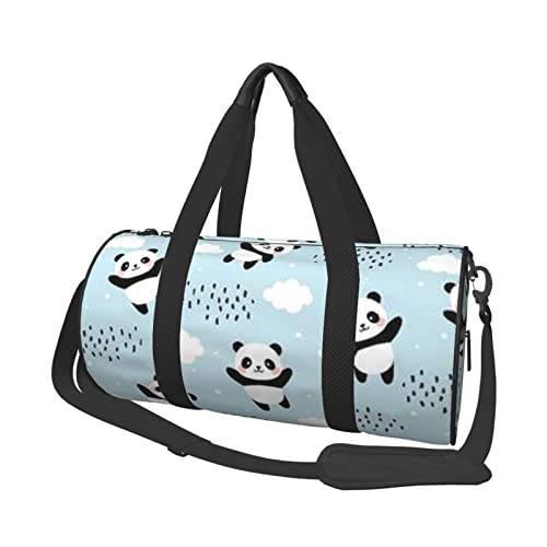 Seesack mit Panda-Wolken-Aufdruck, für Männer und Frauen, Reisetasche (45 x 22,9 cm) für Reisen, Sport, Turnbeutel, Schwarz, Einheitsgröße von Koolr