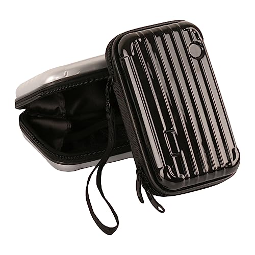 Koomuao Mini Handgepäck Kosmetikkoffer,Kosmetikkoffer Reise,Kosmetiktasche Kleine Tragbare, Make Up Organisatorbox,Wasserdicht Mini-Koffer Optik Waschbeutel für Frauen, Männer, Kinder (Schwarz) von Koomuao