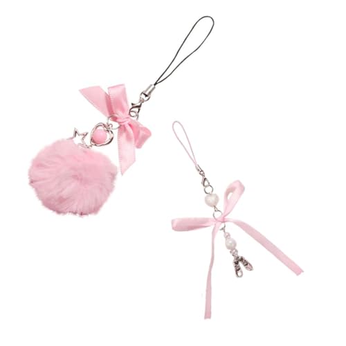 Koonafy Handy Anhänger Ästhetisch Y2K Rosa Schmetterling Schleife Knoten Schlüsselband Handschlaufe Handy Kette AntiVerlust Handy Anhänger Rucksack Geldbörse Kamera Dekor von Koonafy