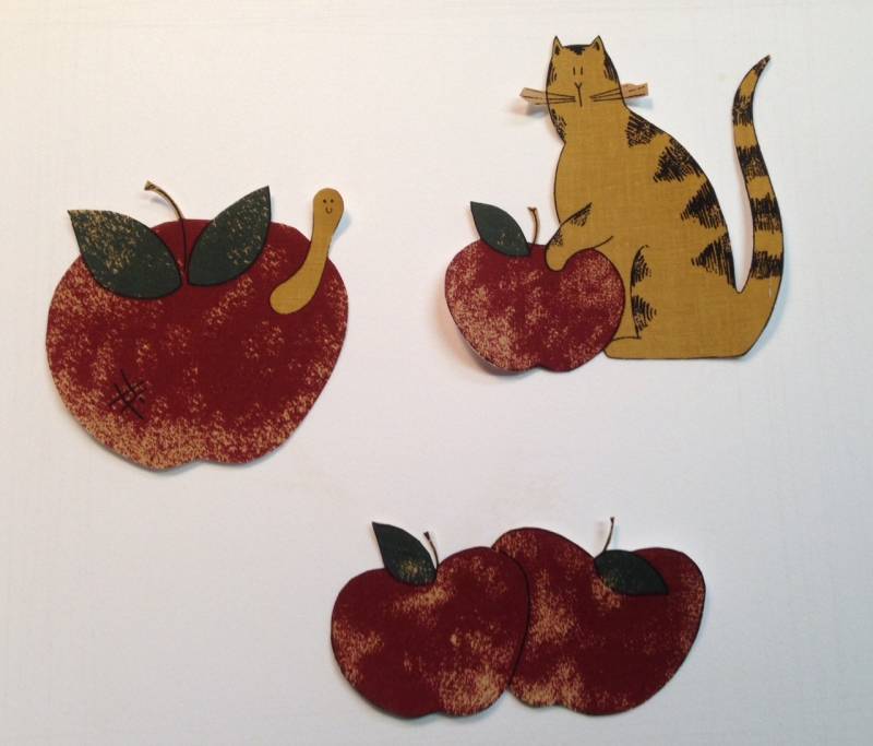 3 Vintage Apfel Und Katze Bügelbild Applikationen - Dianna Marcum von KoopsKountryKalico
