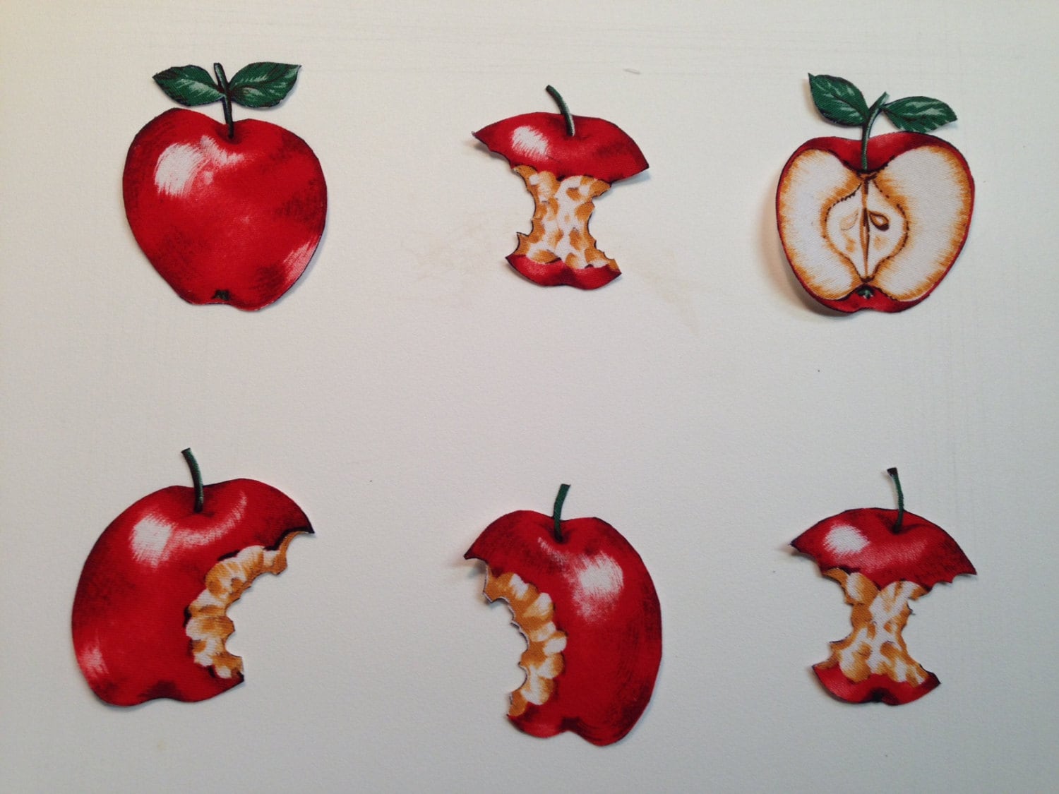 6 Vintage Äpfel Und Apfelkerne Aufbügeln Applikationen - Out Of Print Stoff von KoopsKountryKalico