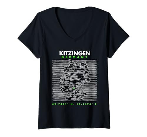 Damen Deutschland Kitzingen T-Shirt mit V-Ausschnitt Damen Deutschland Kitzingen T-Shirt mit V-Ausschnitt von Koordinaten Deutschlands