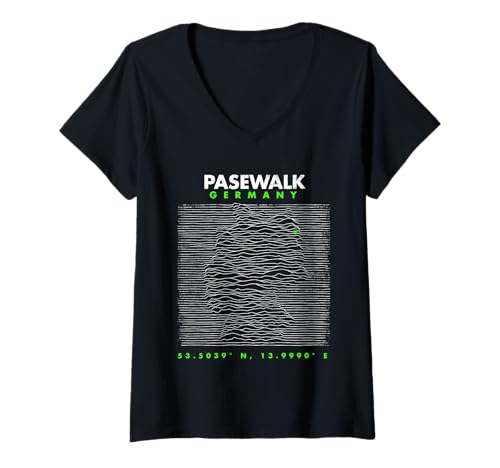Damen Deutschland Pasewalk T-Shirt mit V-Ausschnitt Damen Deutschland Pasewalk T-Shirt mit V-Ausschnitt von Koordinaten Deutschlands