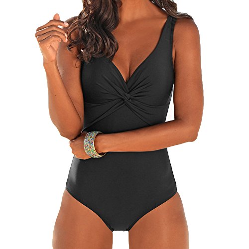 Damen Figurformende Bademode One Piece Badeanzug V-ausschnitt Shapewear Schwimmanzug Strandkleidung Schwarz 3XL Kootk von Kootk