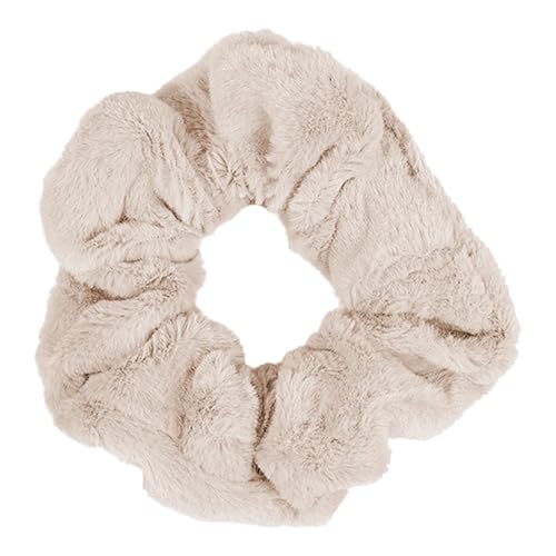 Haargummis aus künstlichem Kaninchenfell, weiche und seidige Haargummis, Haarschmuck für Damen, stilvolle Plüsch-Haar-Accessoires (Beige) von KoovDem