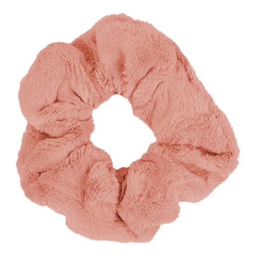Luxuriöse Haargummis aus Kaninchenfell, weich, seidig, elastisch, für Damen, elegantes Plüsch-Haar-Accessoire (Orange) von KoovDem