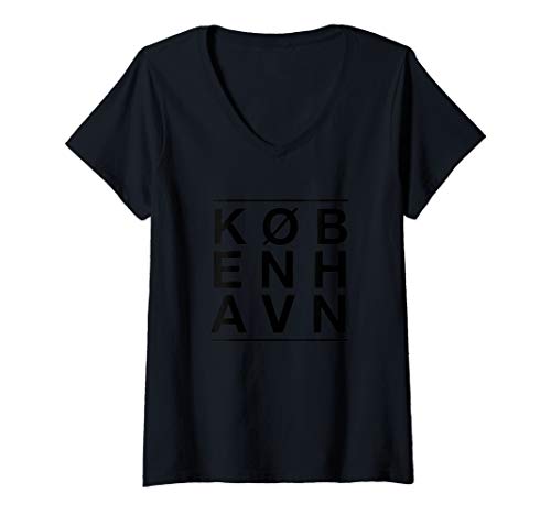 Damen Koebenhavn Design von Copenhagen Denmark Designs T-Shirt mit V-Ausschnitt von Kopehagen Dänemark Designs