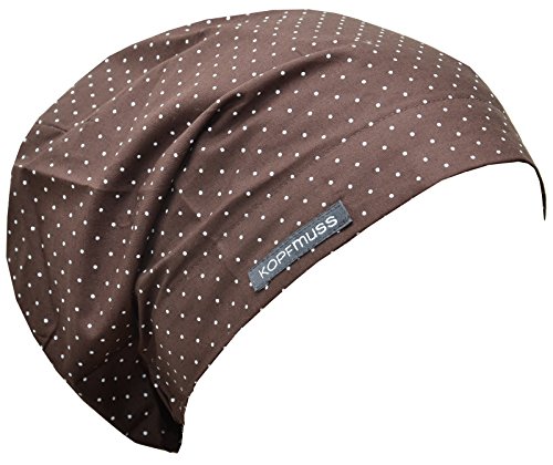 Kopfmuss Mütze mit Jerseyfutter, Unisex, in verschiedenen Designs, KoSG1200, Gepunktet, braun/weiß, Small von Kopfmuss