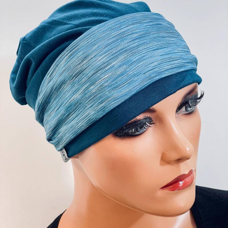 2-Tlg. Kombiset Beanie/Mütze + Stirnband Ideal Bei Chemotherapie Oder Als Chices Accessoire Chemo Mütze Kopftuch Krebs von KopfundKragen