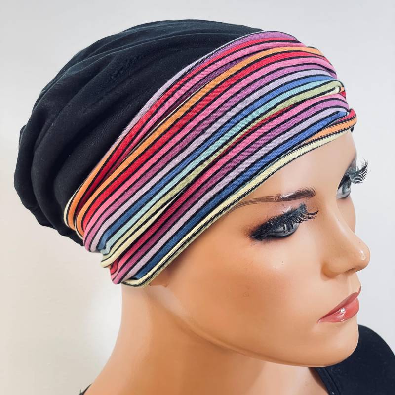 2-Tlg. Kombiset Beanie/Mütze + Stirnband Ideal Bei Chemotherapie Oder Als Chices Accessoire Chemo Mütze Kopftuch Krebs von KopfundKragen