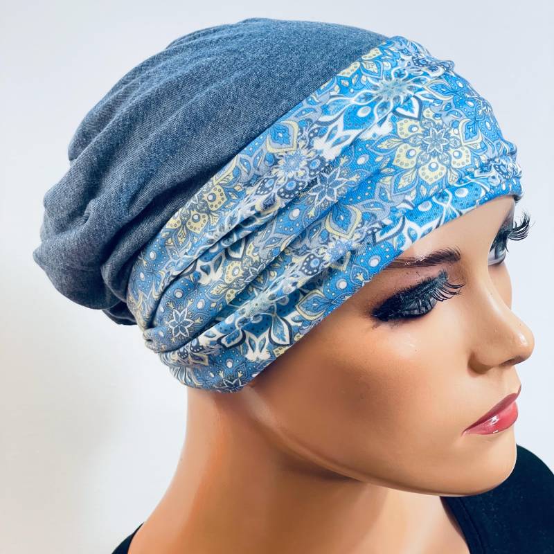 2-Tlg. Kombiset Beanie/Mütze + Stirnband Ideal Bei Chemotherapie Oder Als Chices Accessoire Chemo Mütze Kopftuch Krebs von KopfundKragen