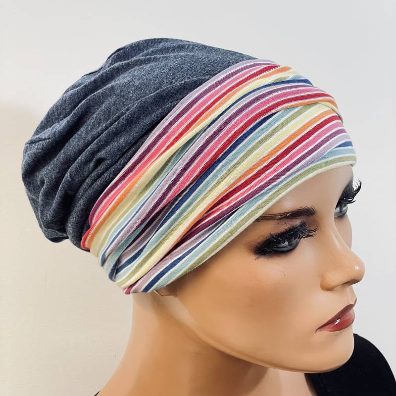 2-Tlg. Kombiset Beanie/Mütze + Stirnband Ideal Bei Chemotherapie Oder Als Chices Accessoire Chemo Mütze Kopftuch Krebs von KopfundKragen