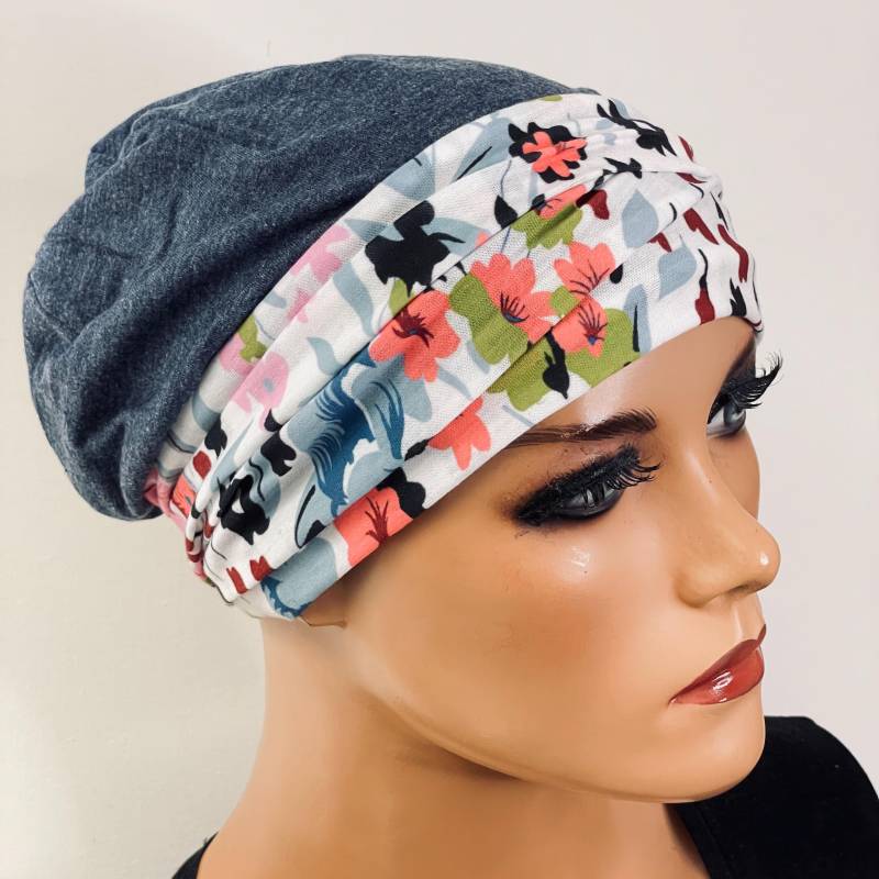 2-Tlg. Kombiset Beanie + Stirnband Bequem Chemotherapie Krebs Chemo Chemokopftuch Mütze Cabriomütze von KopfundKragen