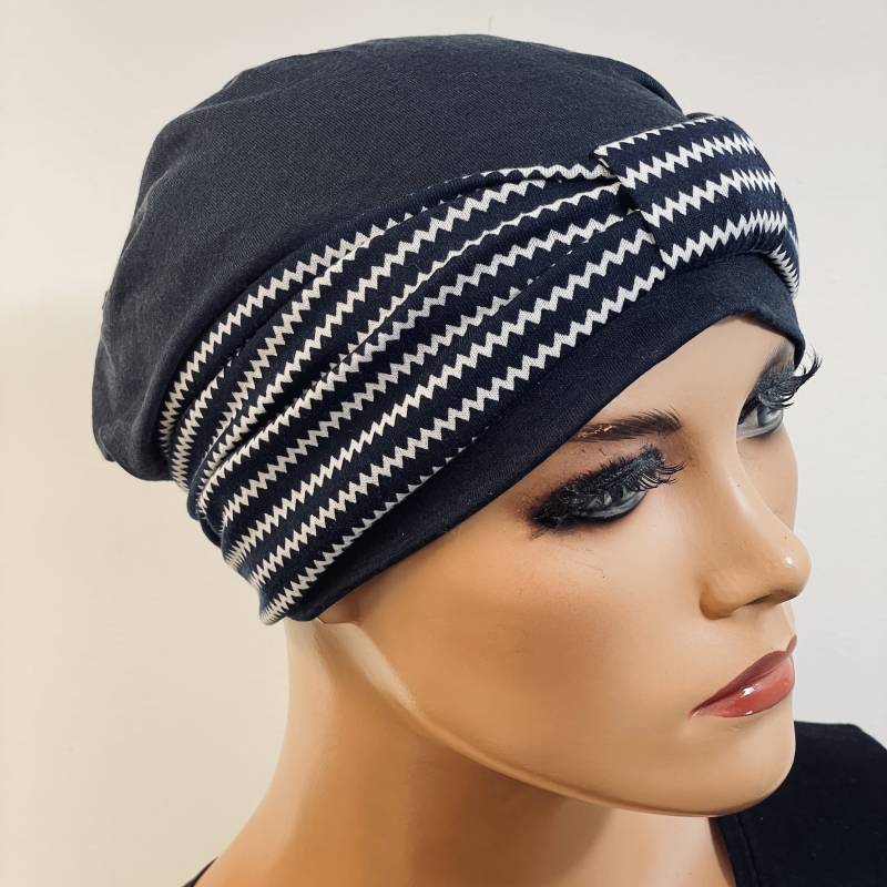 2-Tlg. Set Beanie+ Stirnband Chemotherapie, Haarausfall, Alopezie, Turban, Chemomütze, Kopfbedeckung Krebs, Cancer von KopfundKragen