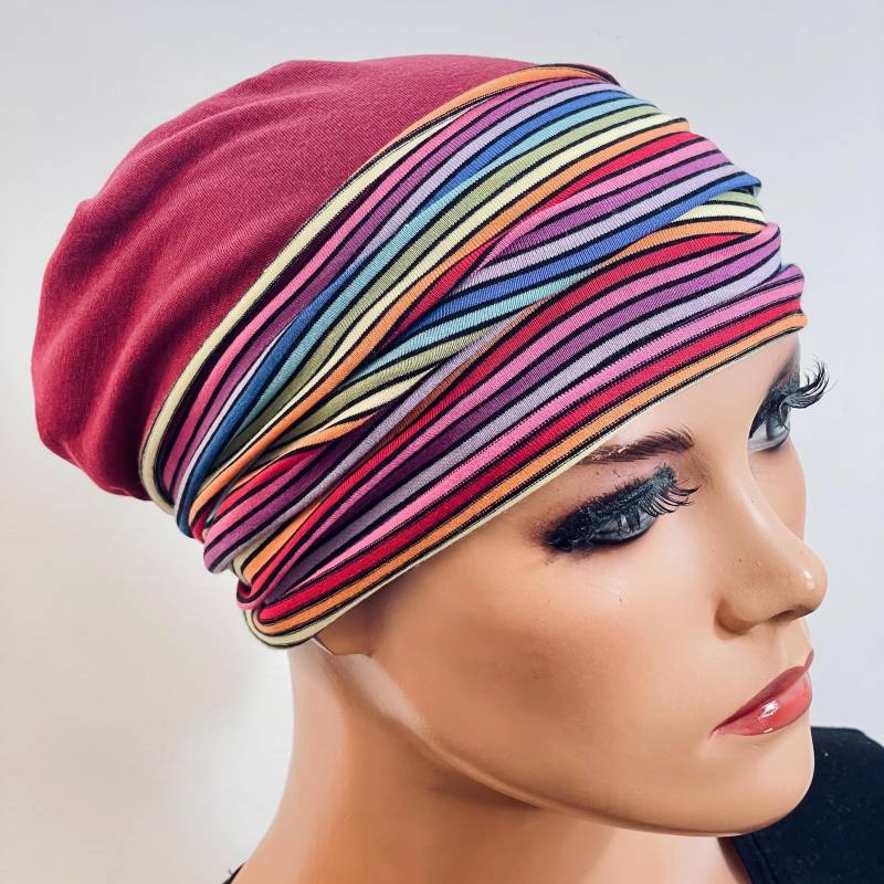 2-Tlg. Set Beanie+ Stirnband Chemotherapie, Haarausfall, Alopezie, Turban, Chemomütze, Kopfbedeckung Krebs, Cancer von KopfundKragen