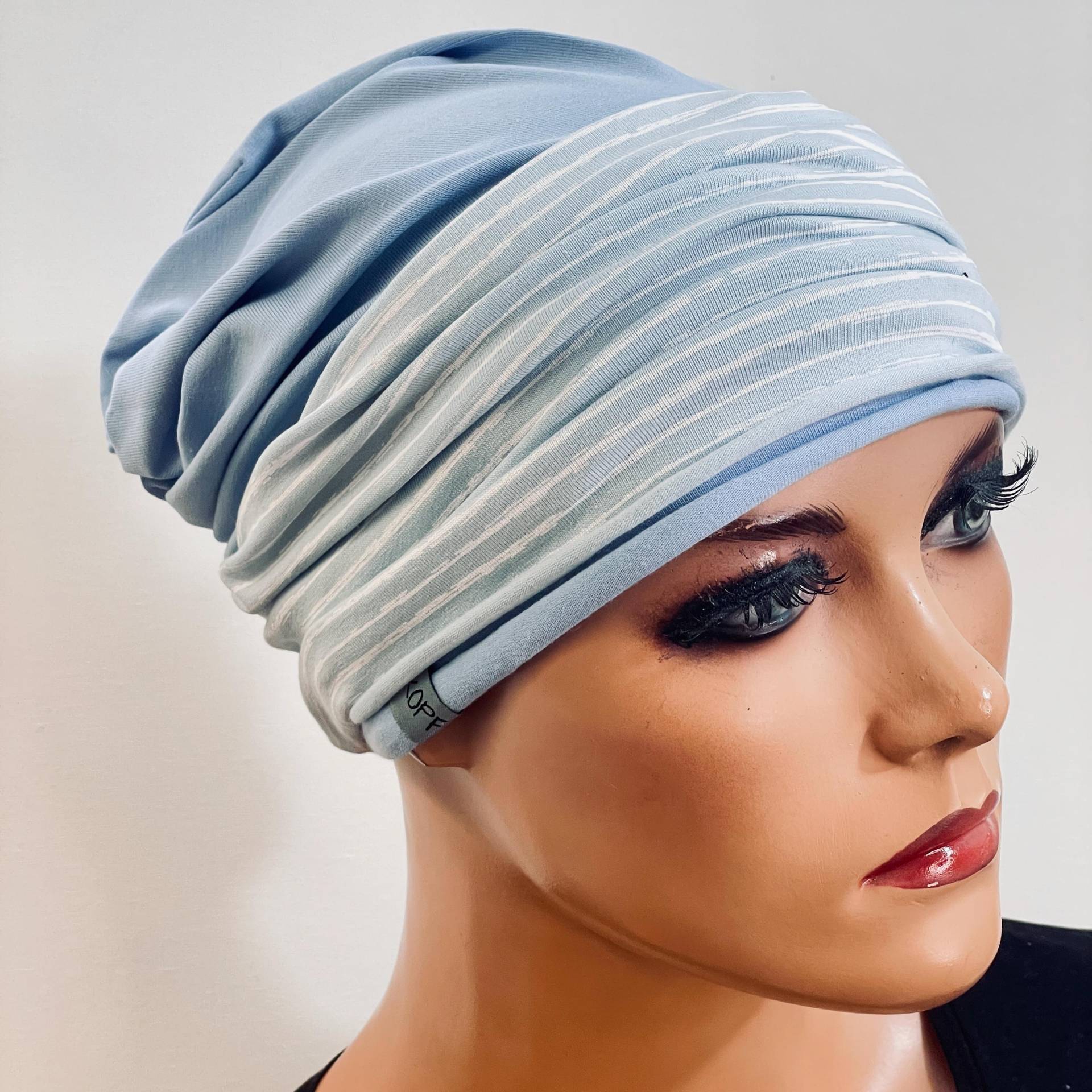 2-Tlg. Kombiset Beanie/Mütze + Stirnband Ideal Bei Chemotherapie Oder Als Chices Accessoire Chemo Mütze Kopftuch Krebs von KopfundKragen