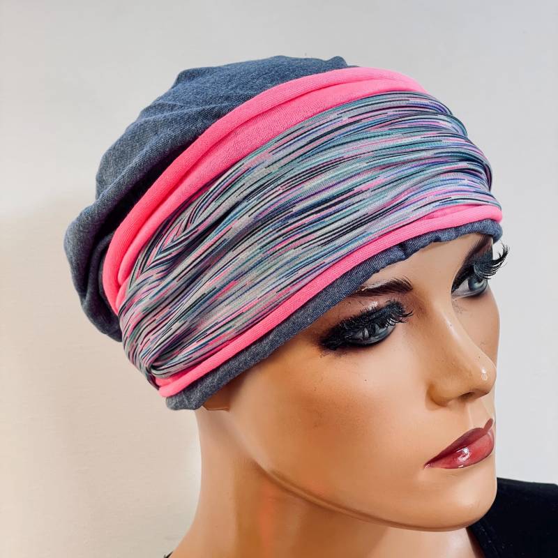 3-Tlg. Kombiset Beanie/Mütze + Stirnband Ideal Bei Chemotherapie Oder Als Chices Accessoire Chemo Mütze Kopftuch Krebs von KopfundKragen