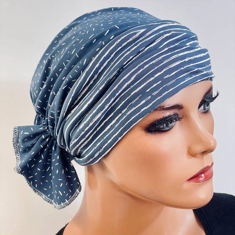 Bandana Ohne Binden + 1 Stirnband Beidseitig Tragbar Bequem Chemo von KopfundKragen