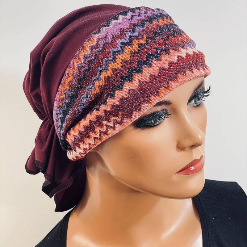 Bandana Ohne Binden + 1 Stirnband Beidseitig Tragbar Bequem Chemo von KopfundKragen