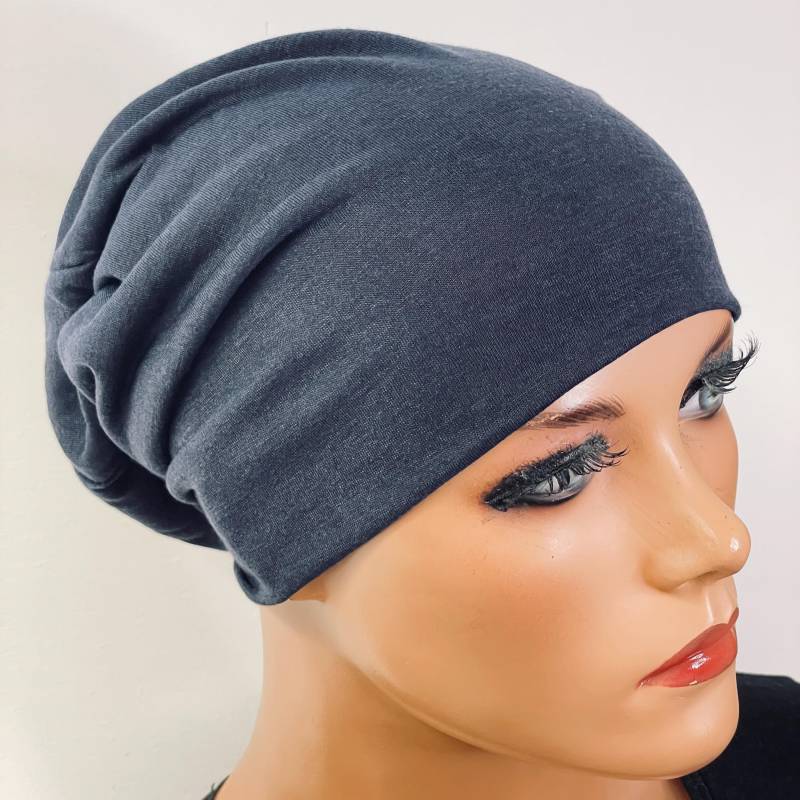 Basic-Beanie/Mütze Blau Bequem Chemotherapie Chemo Chemokopftuch Mütze Cabriomütze von KopfundKragen