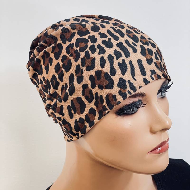 Nachtmütze Chemo Schlaf Mütze Leolook Chemokopfbedeckung Soft Cap von KopfundKragen