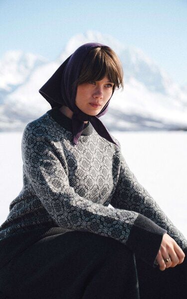 Kopyto BARIBAL - Damen Oversize Boxy Stickpullover Beskiden-Muster 100% Merinowolle von Kopyto